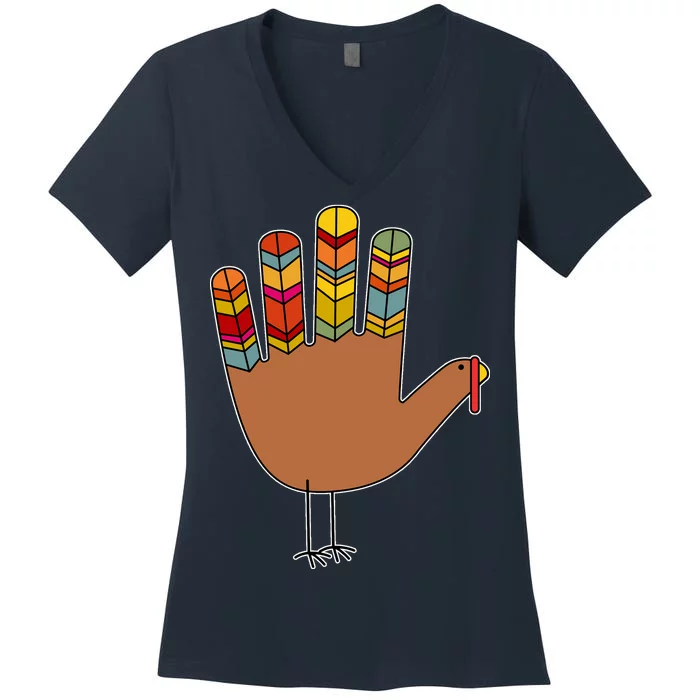 Turkey Hand High Five Women's V-Neck T-Shirt