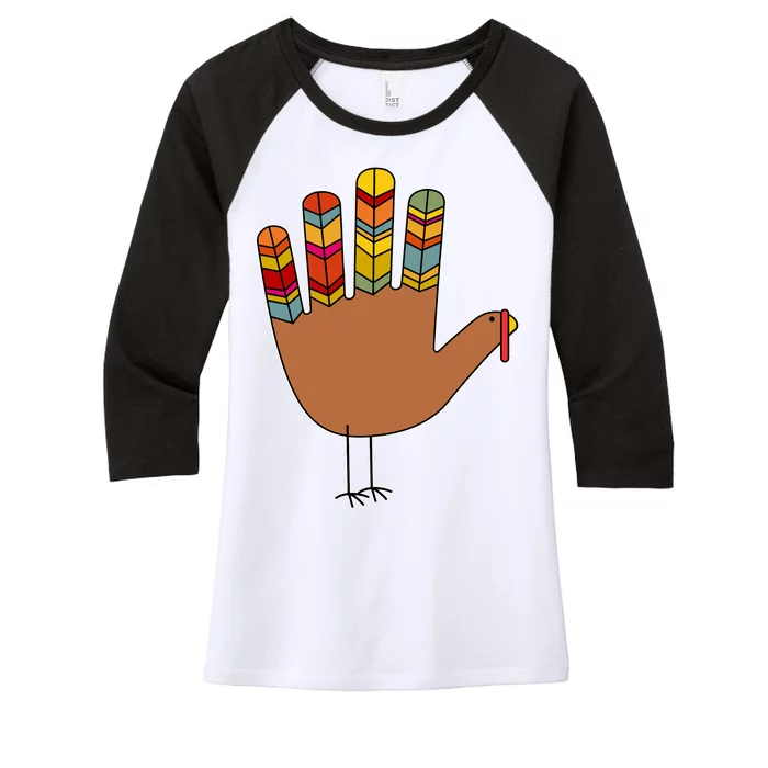 Turkey Hand High Five Women's Tri-Blend 3/4-Sleeve Raglan Shirt