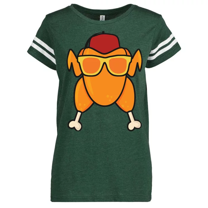 Turkey Head Happy Thanksgiving Day Funny Enza Ladies Jersey Football T-Shirt