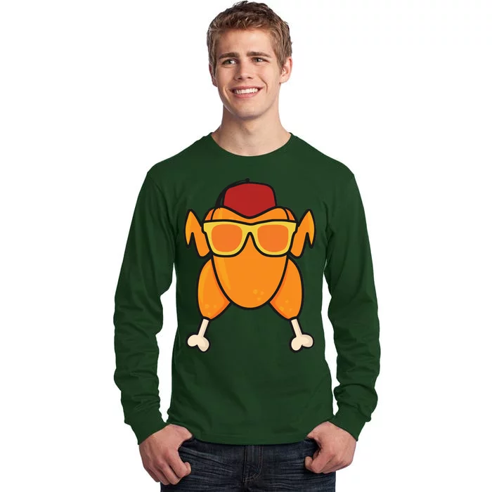 Turkey Head Happy Thanksgiving Day Funny Tall Long Sleeve T-Shirt