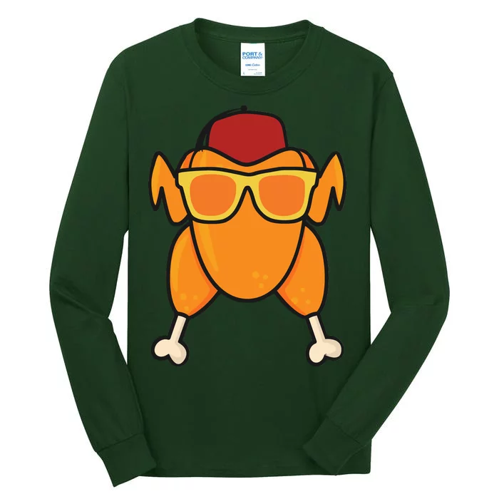 Turkey Head Happy Thanksgiving Day Funny Tall Long Sleeve T-Shirt