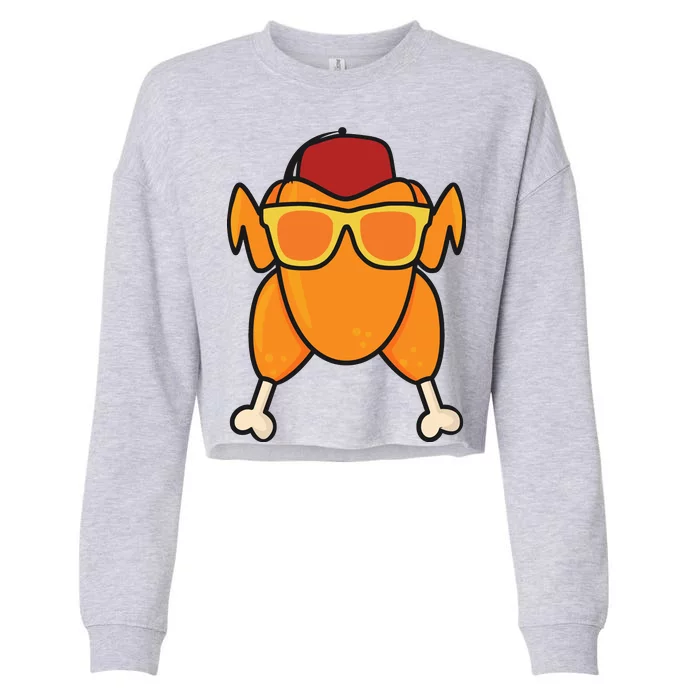 Turkey Head Happy Thanksgiving Day Funny Cropped Pullover Crew