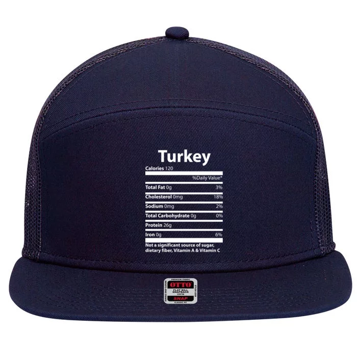 Turkey Nutritional Facts Funny Thanksgiving 7 Panel Mesh Trucker Snapback Hat