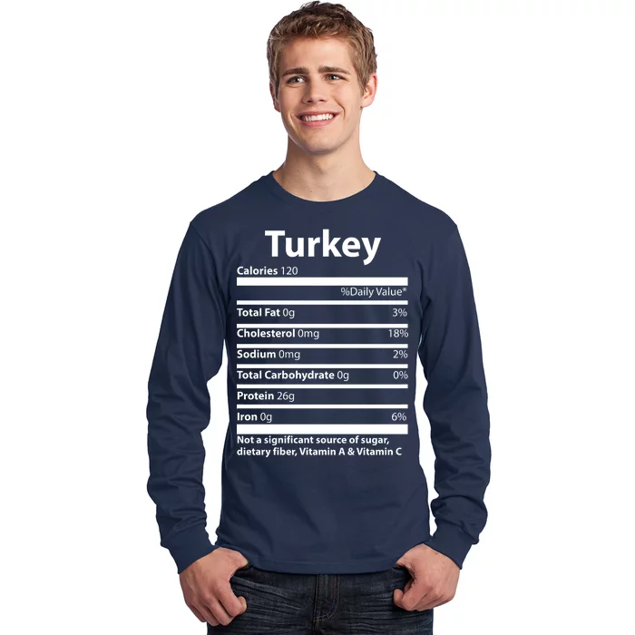 Turkey Nutritional Facts Funny Thanksgiving Long Sleeve Shirt