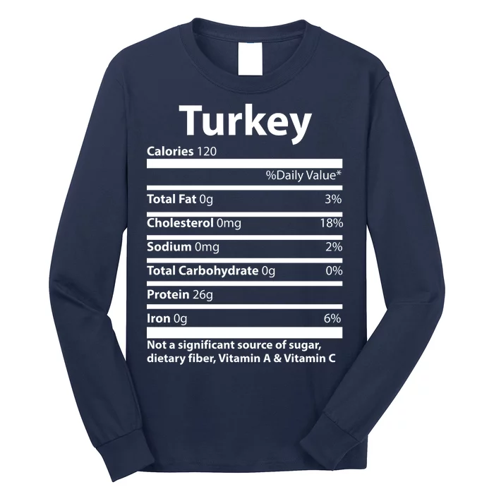 Turkey Nutritional Facts Funny Thanksgiving Long Sleeve Shirt