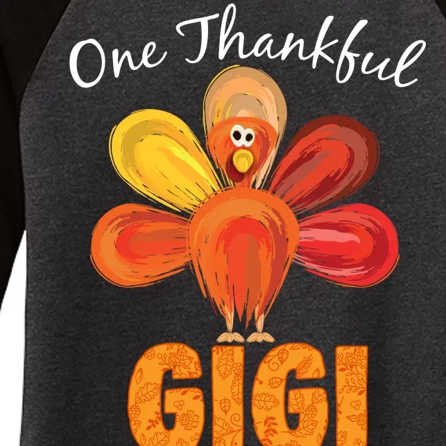 Turkey One Thankful Gigi Women's Tri-Blend 3/4-Sleeve Raglan Shirt