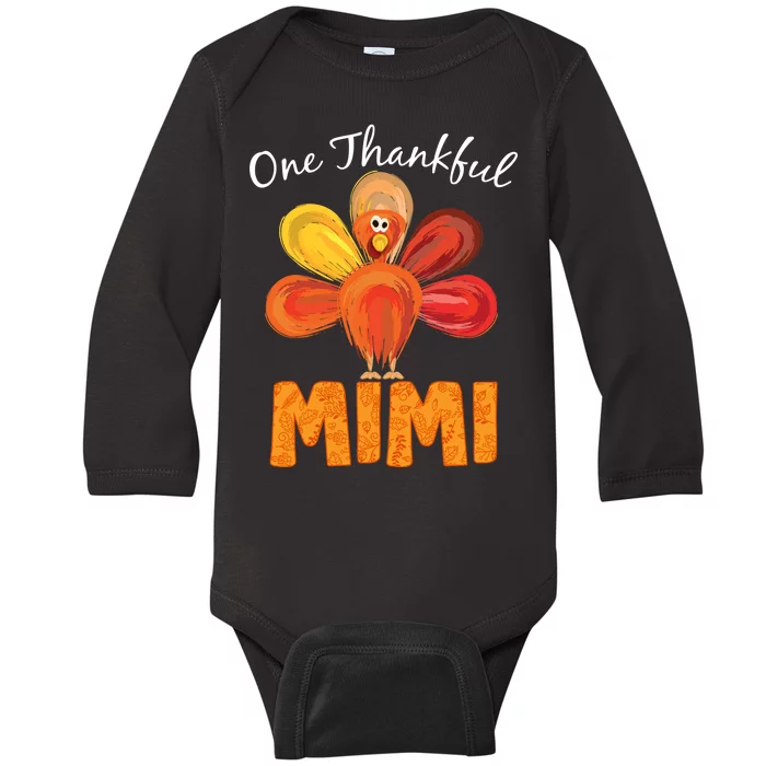 Turkey One Thankful Mimi Baby Long Sleeve Bodysuit