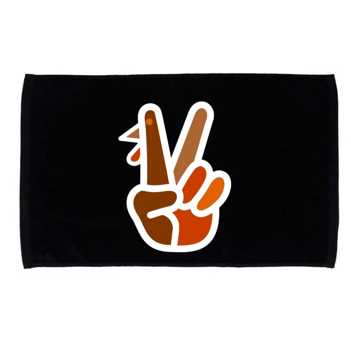 Turkey Peace Sign Hand Microfiber Hand Towel