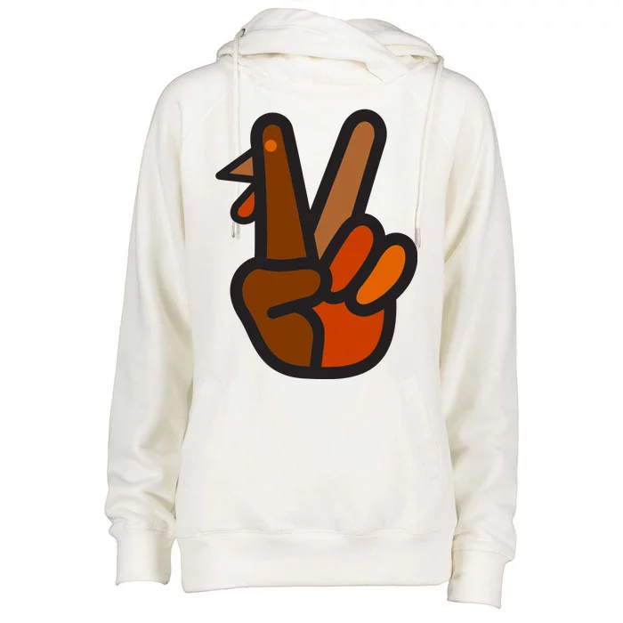 Turkey Peace Sign Hand Womens Funnel Neck Pullover Hood