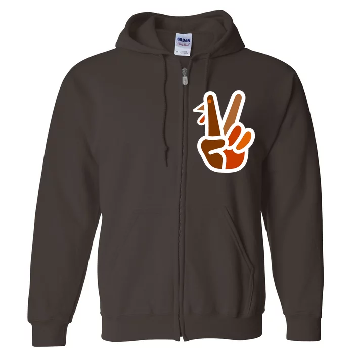 Turkey Peace Sign Hand Full Zip Hoodie