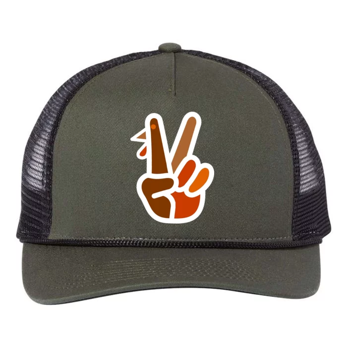 Turkey Peace Sign Hand Retro Rope Trucker Hat Cap