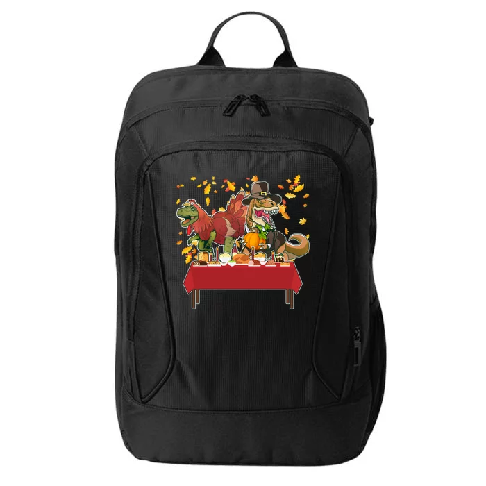 Turkey Pilgrim Dinosaurs T-Rex Funny Thanksgiving City Backpack