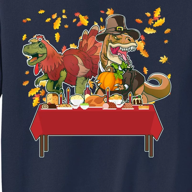 Turkey Pilgrim Dinosaurs T-Rex Funny Thanksgiving Sweatshirt