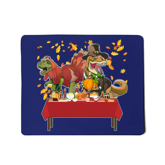 Turkey Pilgrim Dinosaurs T-Rex Funny Thanksgiving Mousepad