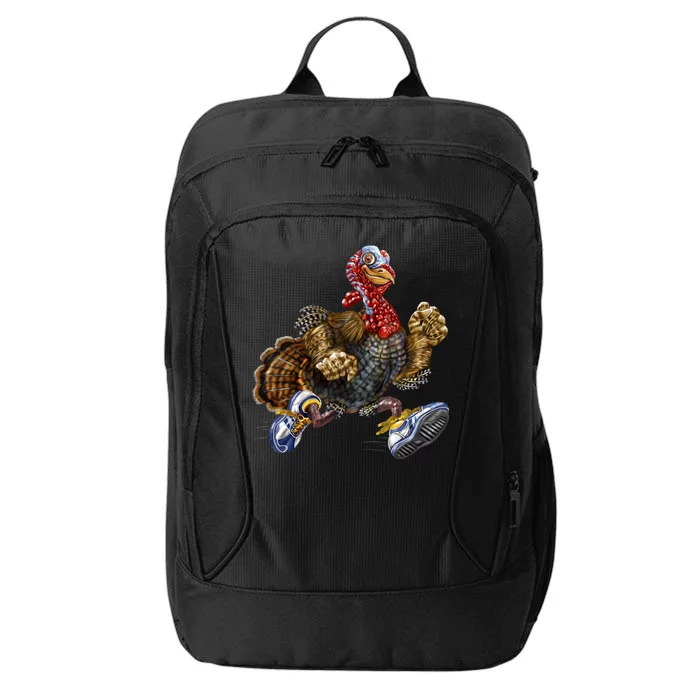 Turkey Running In Action Thanksgiving City Backpack