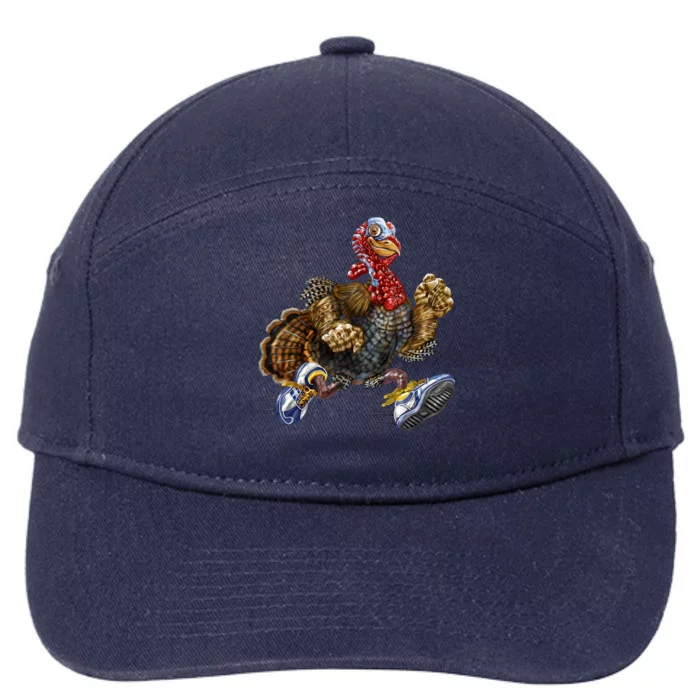 Turkey Running In Action Thanksgiving 7-Panel Snapback Hat