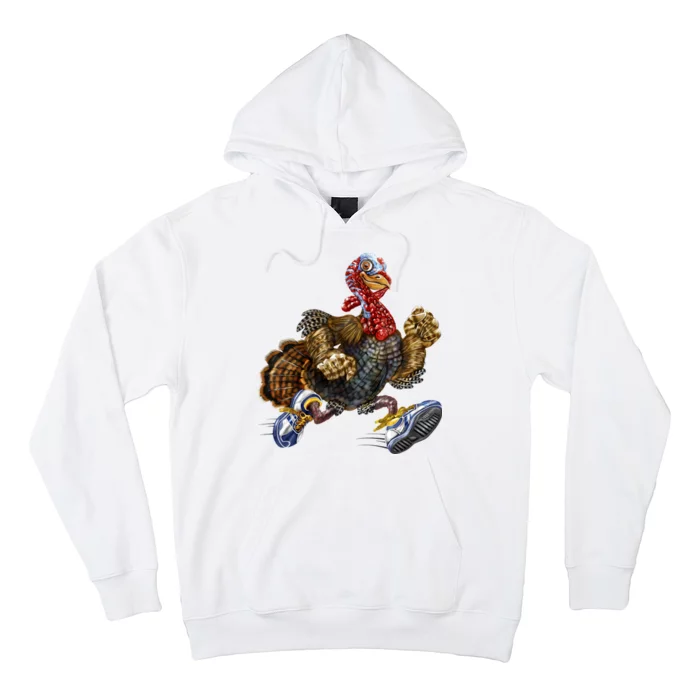 Turkey Running In Action Thanksgiving Hoodie