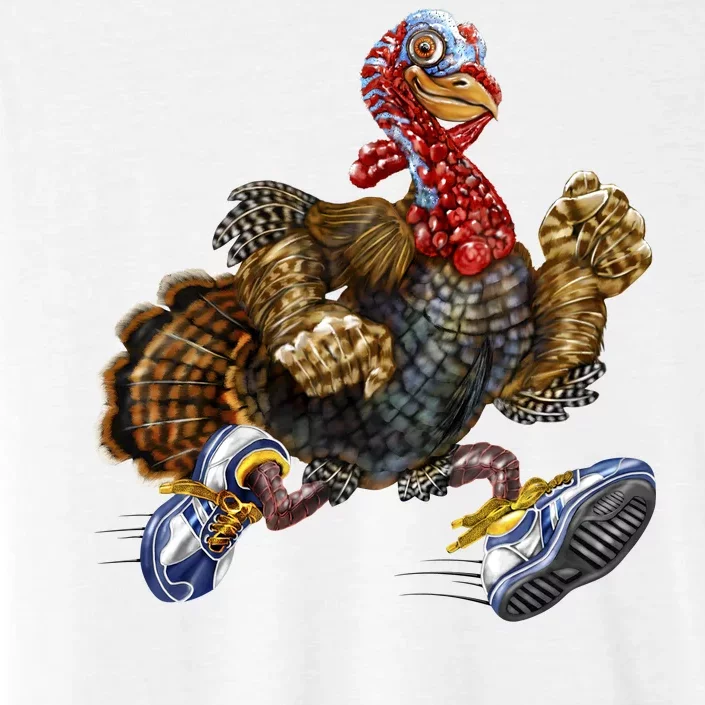 Turkey Running In Action Thanksgiving ChromaSoft Performance T-Shirt