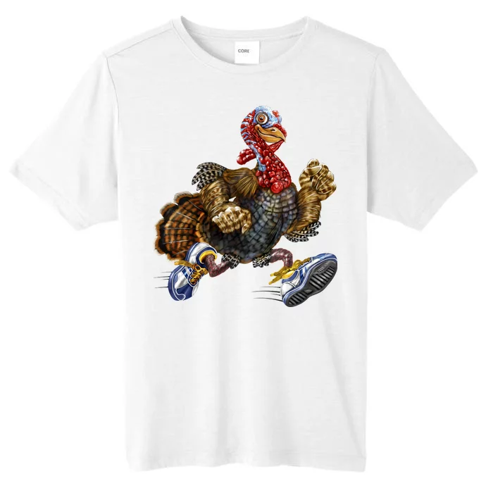 Turkey Running In Action Thanksgiving ChromaSoft Performance T-Shirt