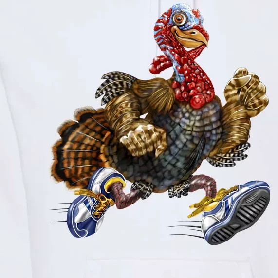 Turkey Running In Action Thanksgiving Premium Hoodie