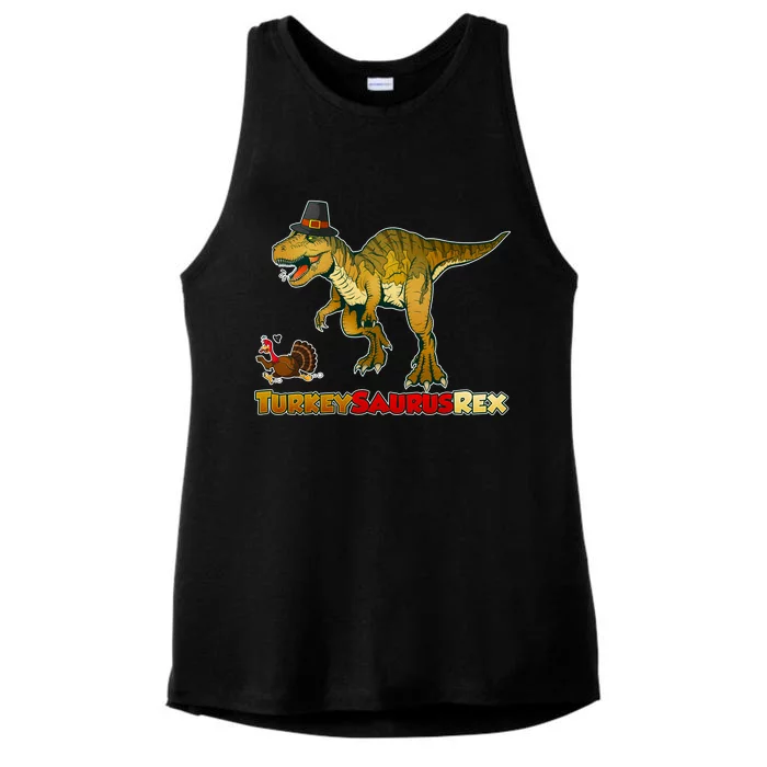 Turkeysaurus Rex T-Rex Thanksgiving Ladies Tri-Blend Wicking Tank