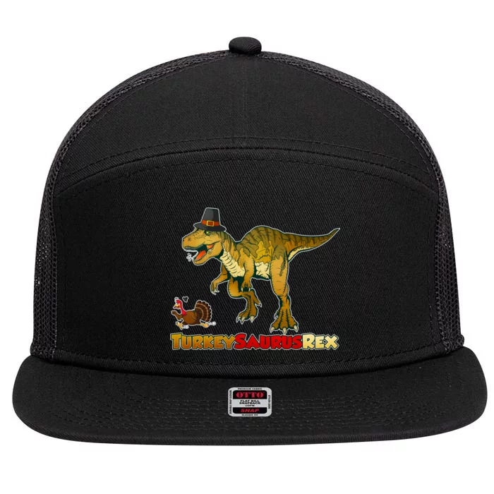 Turkeysaurus Rex T-Rex Thanksgiving 7 Panel Mesh Trucker Snapback Hat