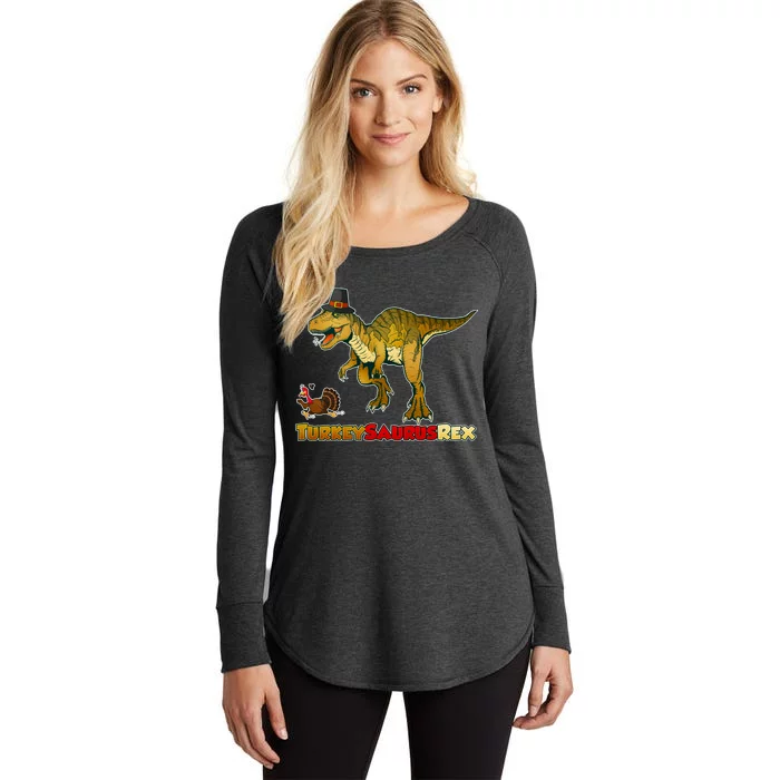 Turkeysaurus Rex T-Rex Thanksgiving Women's Perfect Tri Tunic Long Sleeve Shirt