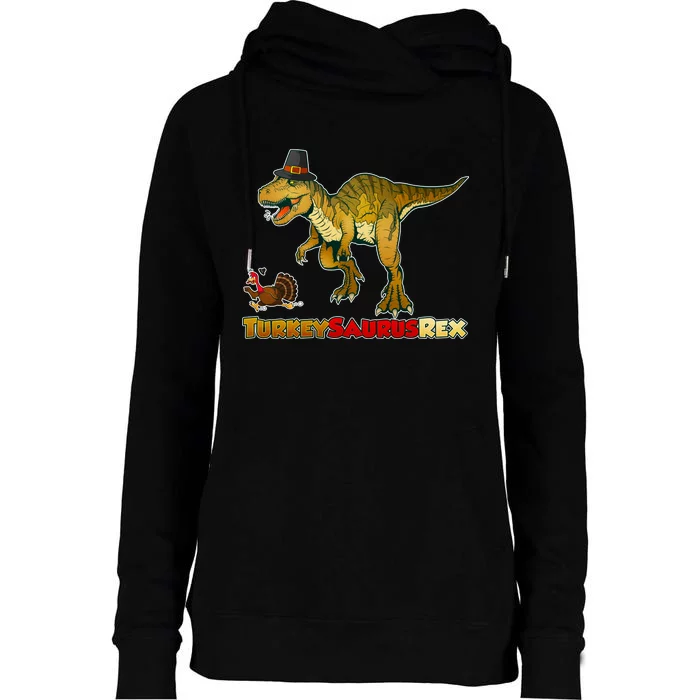 Turkeysaurus Rex T-Rex Thanksgiving Womens Funnel Neck Pullover Hood