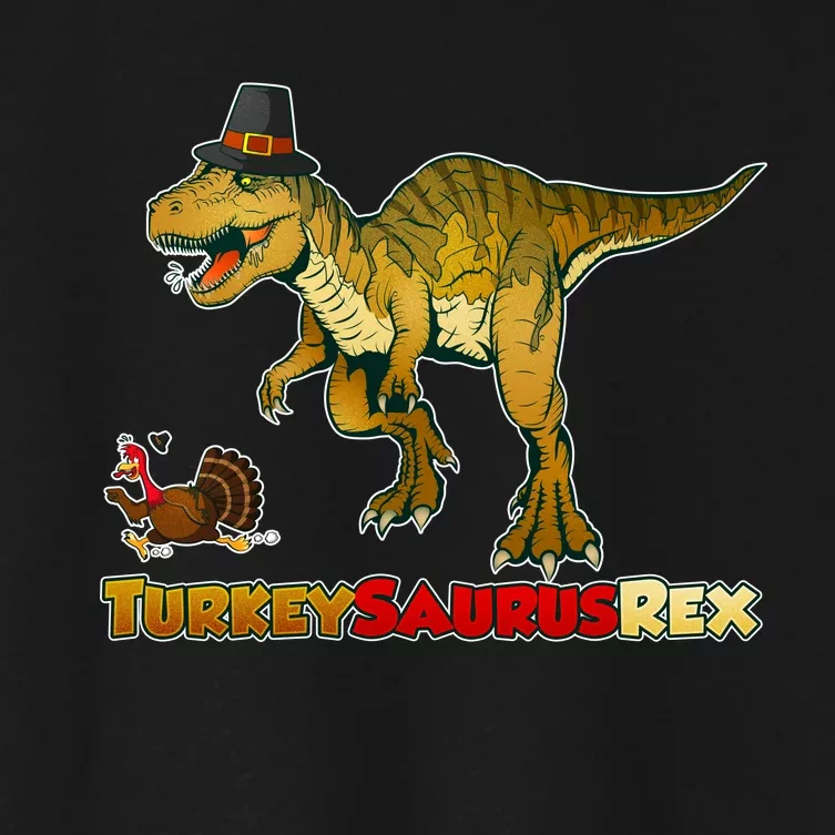 Turkeysaurus Rex T-Rex Thanksgiving Women's Crop Top Tee