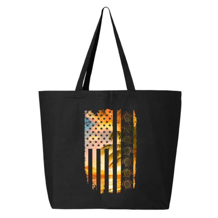 Turtle Sunset Beach Flag 25L Jumbo Tote