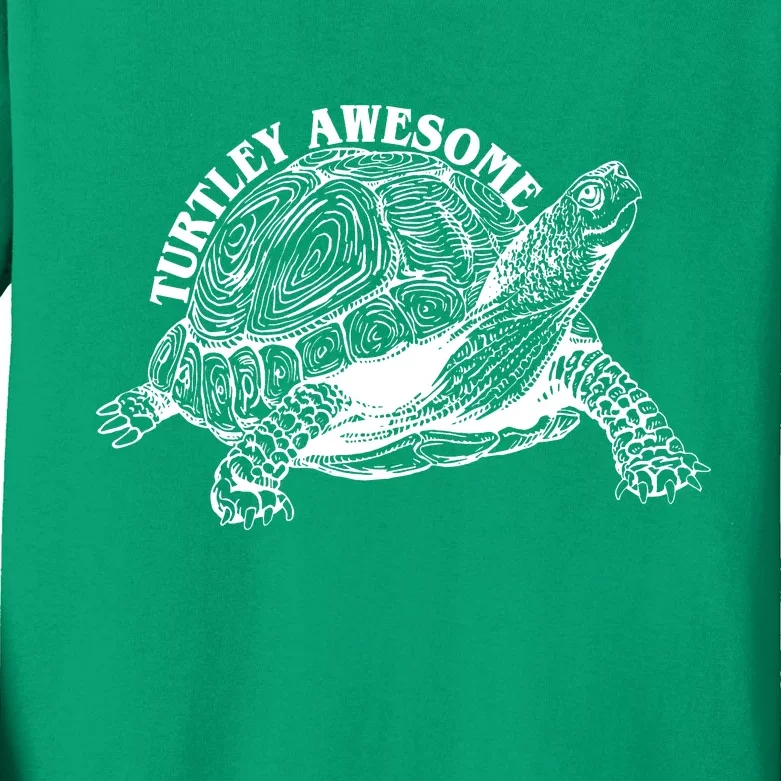 Turtley Awesome Cute Funny Turtle Meme Kids Long Sleeve Shirt