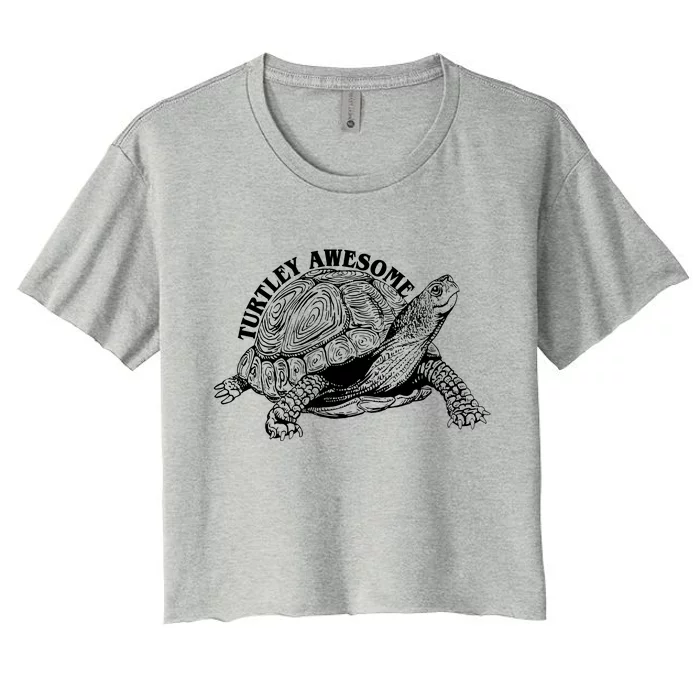 Turtley Awesome Cute Funny Turtle Meme Women's Crop Top Tee