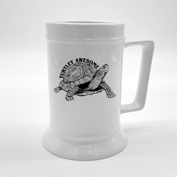 Turtley Awesome Cute Funny Turtle Meme Front & Back Beer Stein