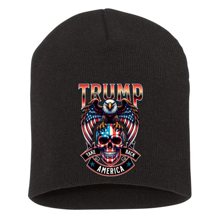 Trump Usa Skull Eagle Take America Back Short Acrylic Beanie