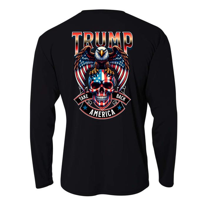 Trump Usa Skull Eagle Front And Back Logo Front & Back Cooling Performance Long Sleeve Crew