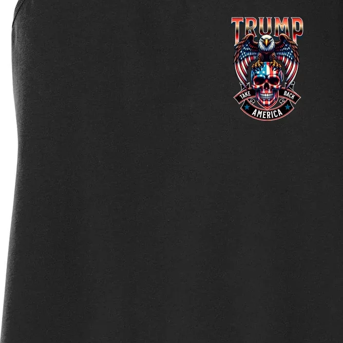 Trump Usa Skull Eagle Front And Back Logo Front & Back Women's Racerback Tank