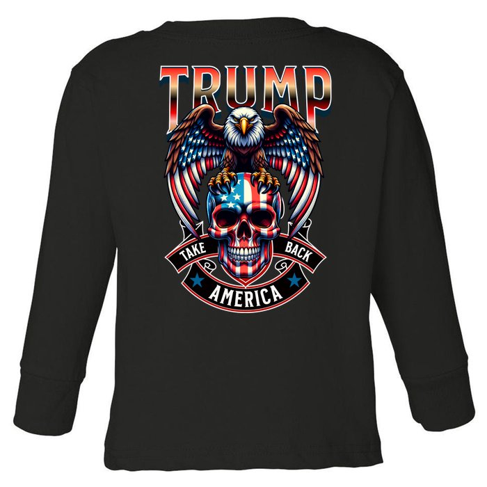 Trump Usa Skull Eagle Front And Back Logo Front & Back Toddler Long Sleeve Shirt