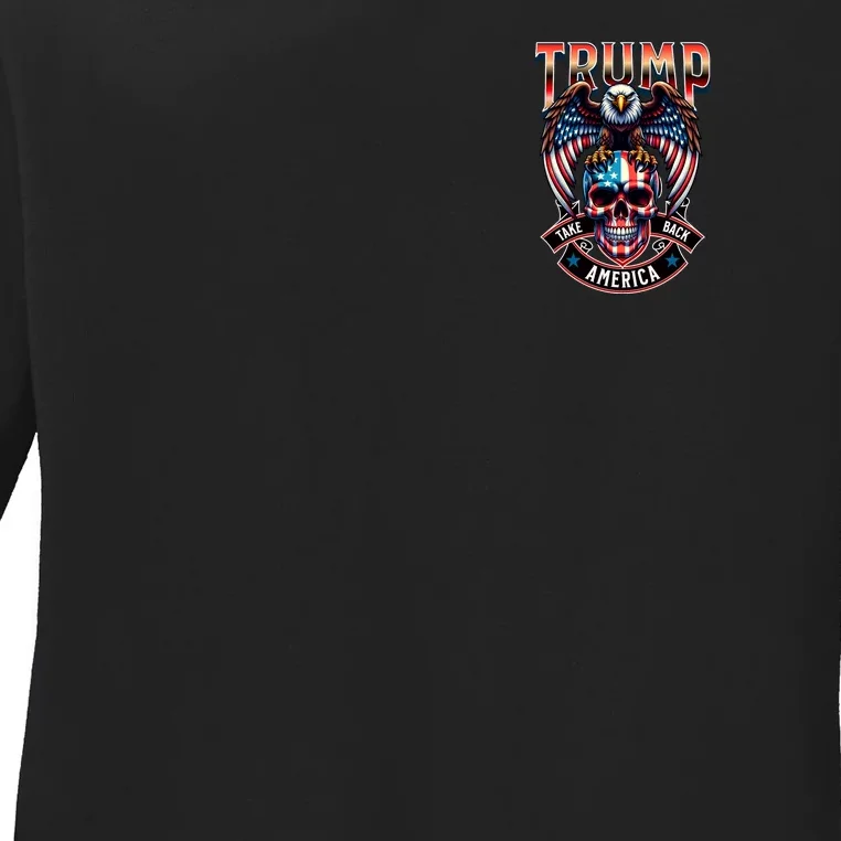 Trump Usa Skull Eagle Front And Back Logo Front & Back Ladies Long Sleeve Shirt