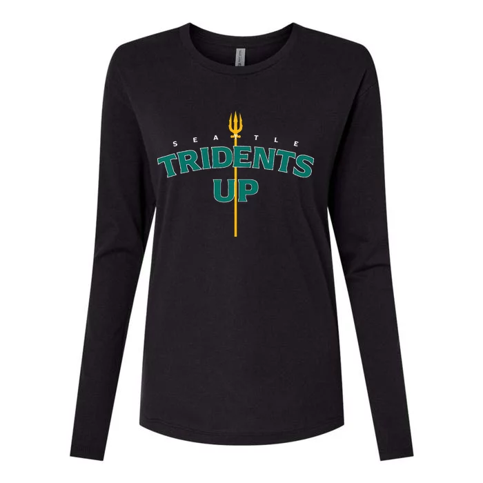 Tridents Up Seattle Baseball Womens Cotton Relaxed Long Sleeve T-Shirt