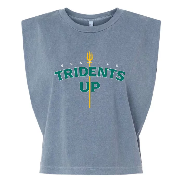 Tridents Up Seattle Baseball Garment-Dyed Women's Muscle Tee