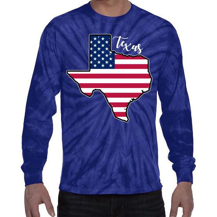 Texas United States Map Tie-Dye Long Sleeve Shirt