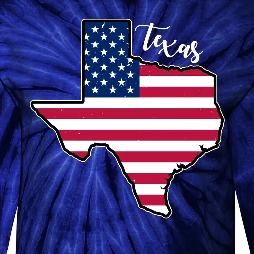 Texas United States Map Tie-Dye Long Sleeve Shirt