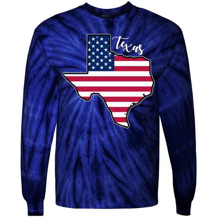 Texas United States Map Tie-Dye Long Sleeve Shirt