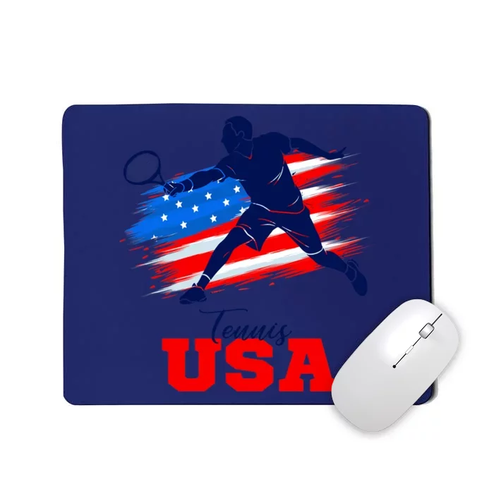 Tennis USA Support Team American Flag Tennis Sports Lover Premium Mousepad