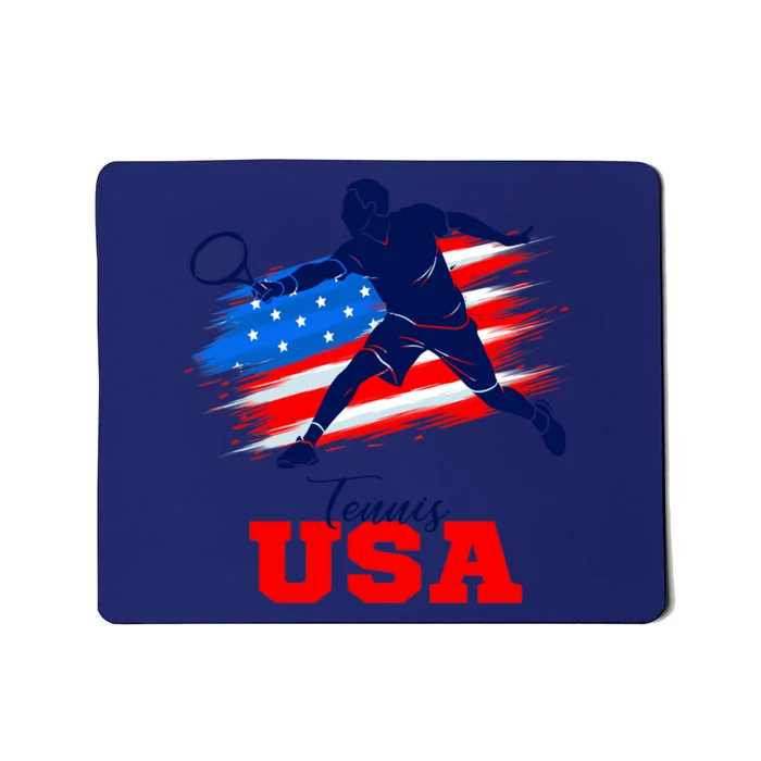 Tennis USA Support Team American Flag Tennis Sports Lover Premium Mousepad