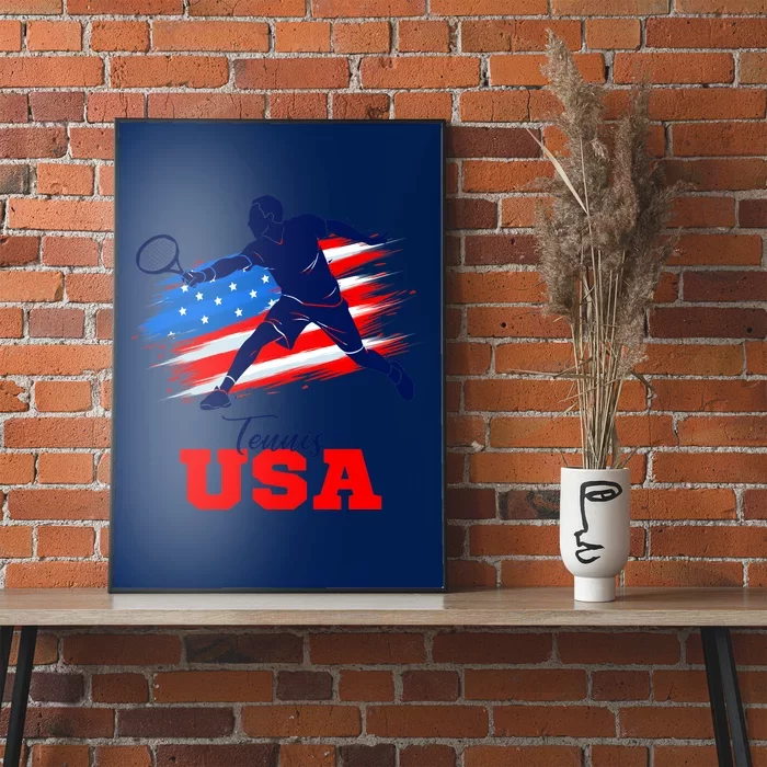 Tennis USA Support Team American Flag Tennis Sports Lover Premium Poster