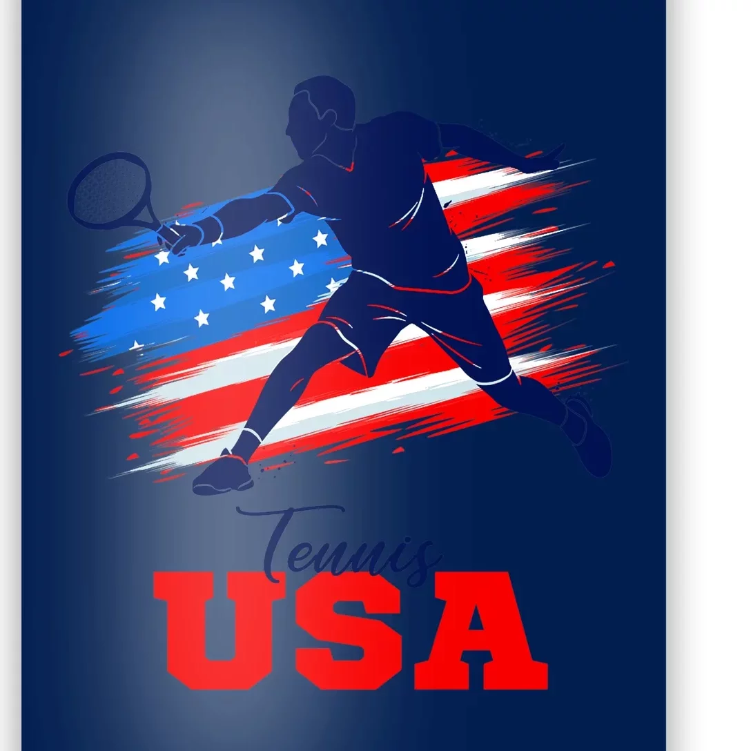 Tennis USA Support Team American Flag Tennis Sports Lover Premium Poster