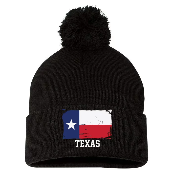 Texas United States Vintage Distressed Flag Pom Pom 12in Knit Beanie