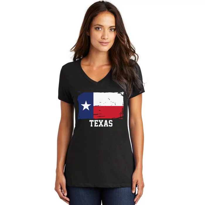 Texas United States Vintage Distressed Flag Women's V-Neck T-Shirt