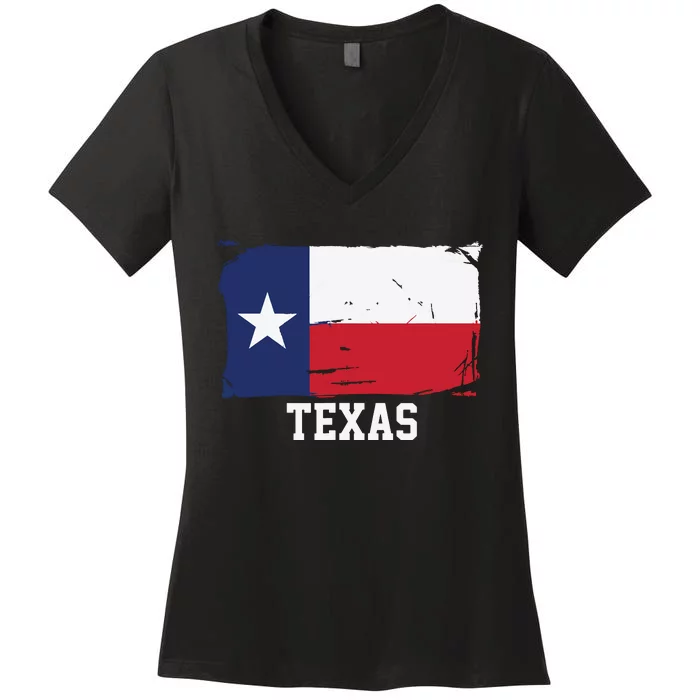 Texas United States Vintage Distressed Flag Women's V-Neck T-Shirt